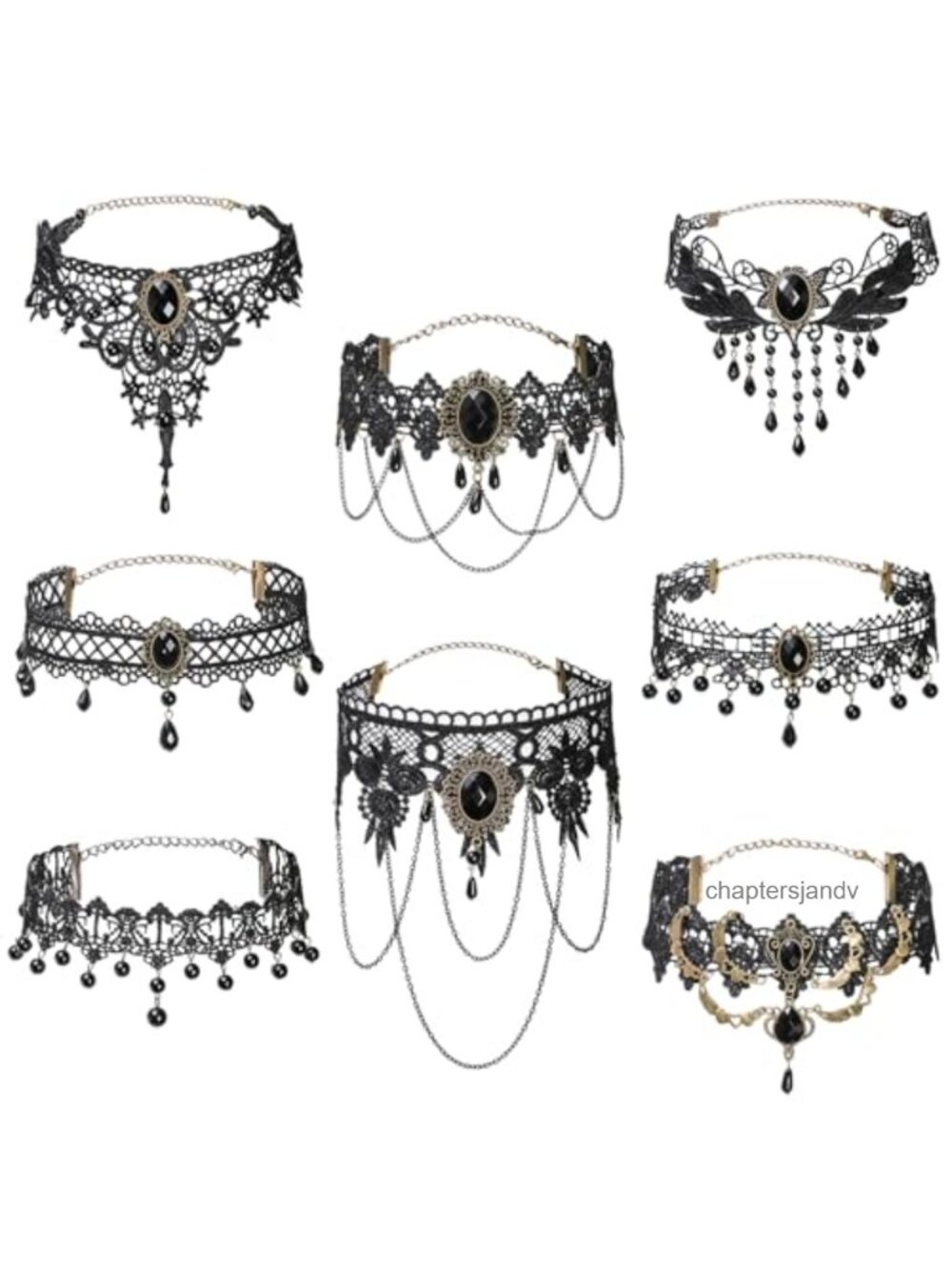8 Piece Lace Choker Necklace Set Gothic Collar Jewelry for Women